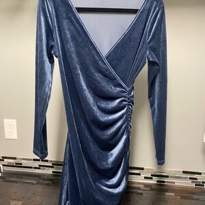 Elegant Blue Velvet Dress